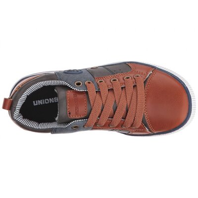 UNIONBAY Kids Ayden Low Top Sneaker 34 (Navy/Brown)
